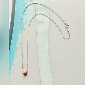 Tiffany & Co. Sterling Necklace with Red Bead Pendant